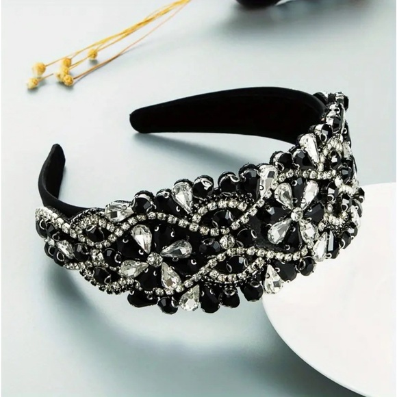 Baroque Rhinestone Headband Full Crystal Head hoop wide head hoop glitter - Picture 1 of 6